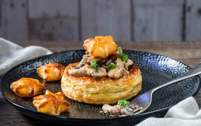 Feuilletés de crème de champignons et escargots